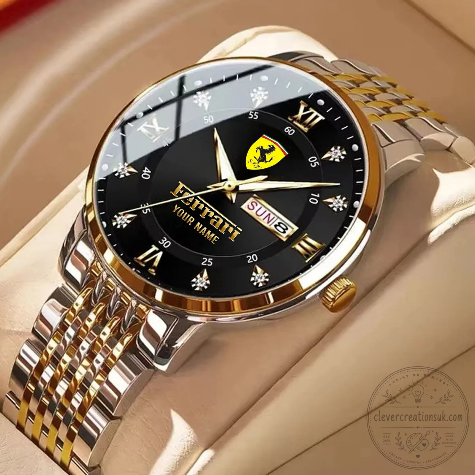 Ferrari Scuderia Shield Logo Gold Tone Stainless Steel Men's Watch