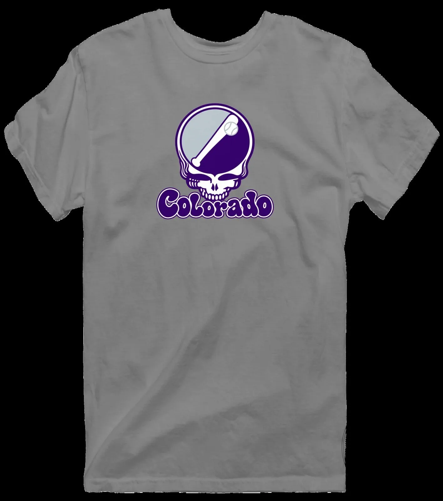 Grateful Dead Colorado Baseball Stealie Skull Logo Gray Adult T-Shirt