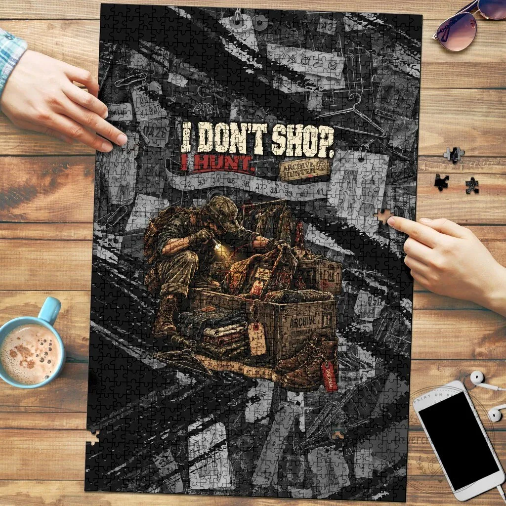 Archive Hunter The Hunt Never Ends Vintage Streetwear Grunge Collage Graphic Art Jigsaw Puzzle