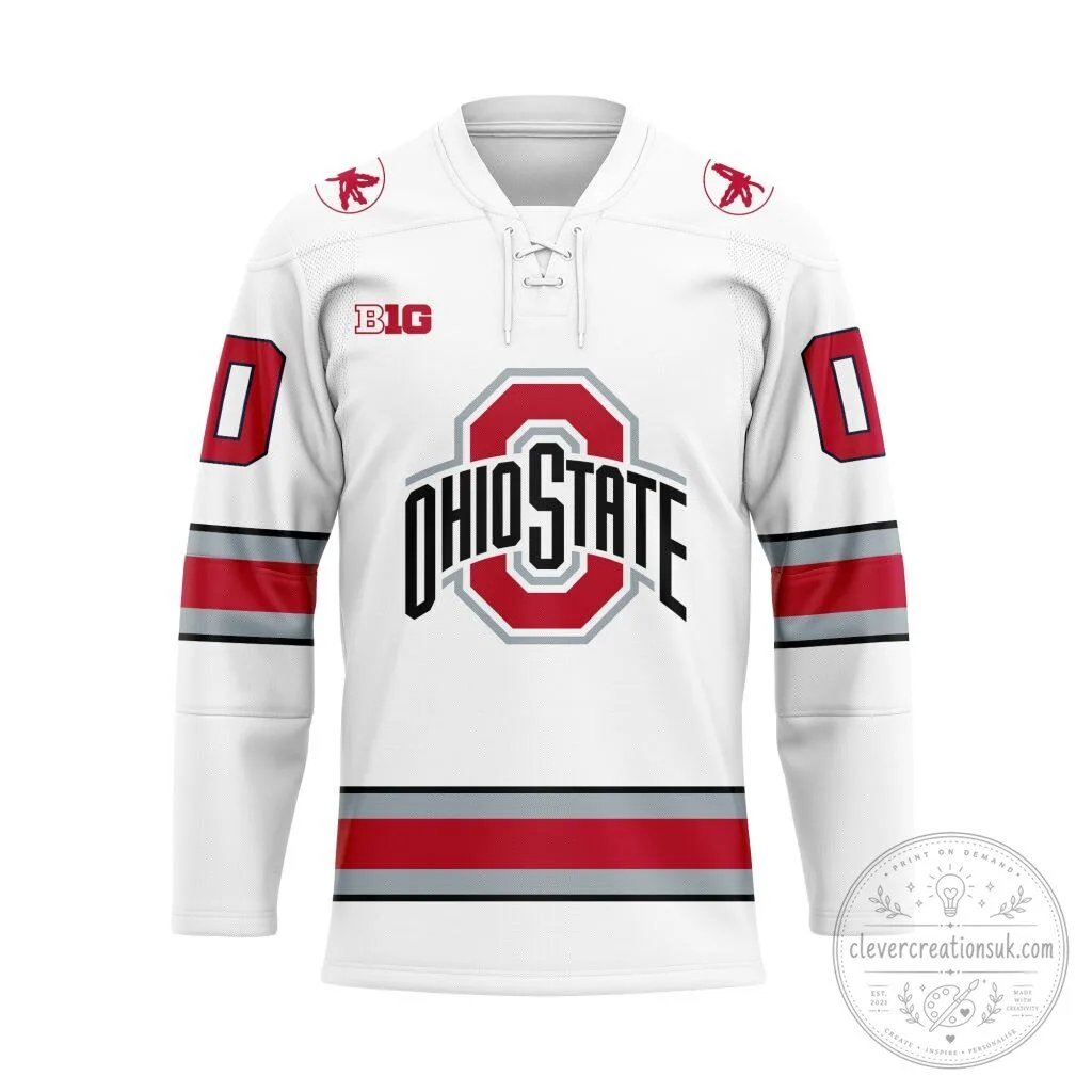 Ohio State Buckeyes Personalized White Lace Hockey Jersey