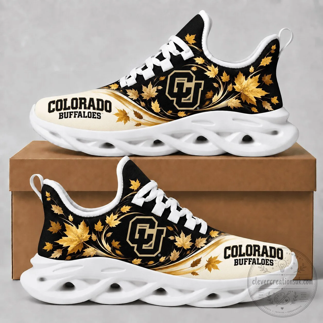 Colorado Buffaloes Fall Maple Leaves Chunky Sneakers Shoes