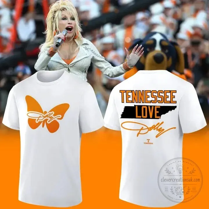Tennessee Football Dolly Parton Butterfly Logo White T-Shirt