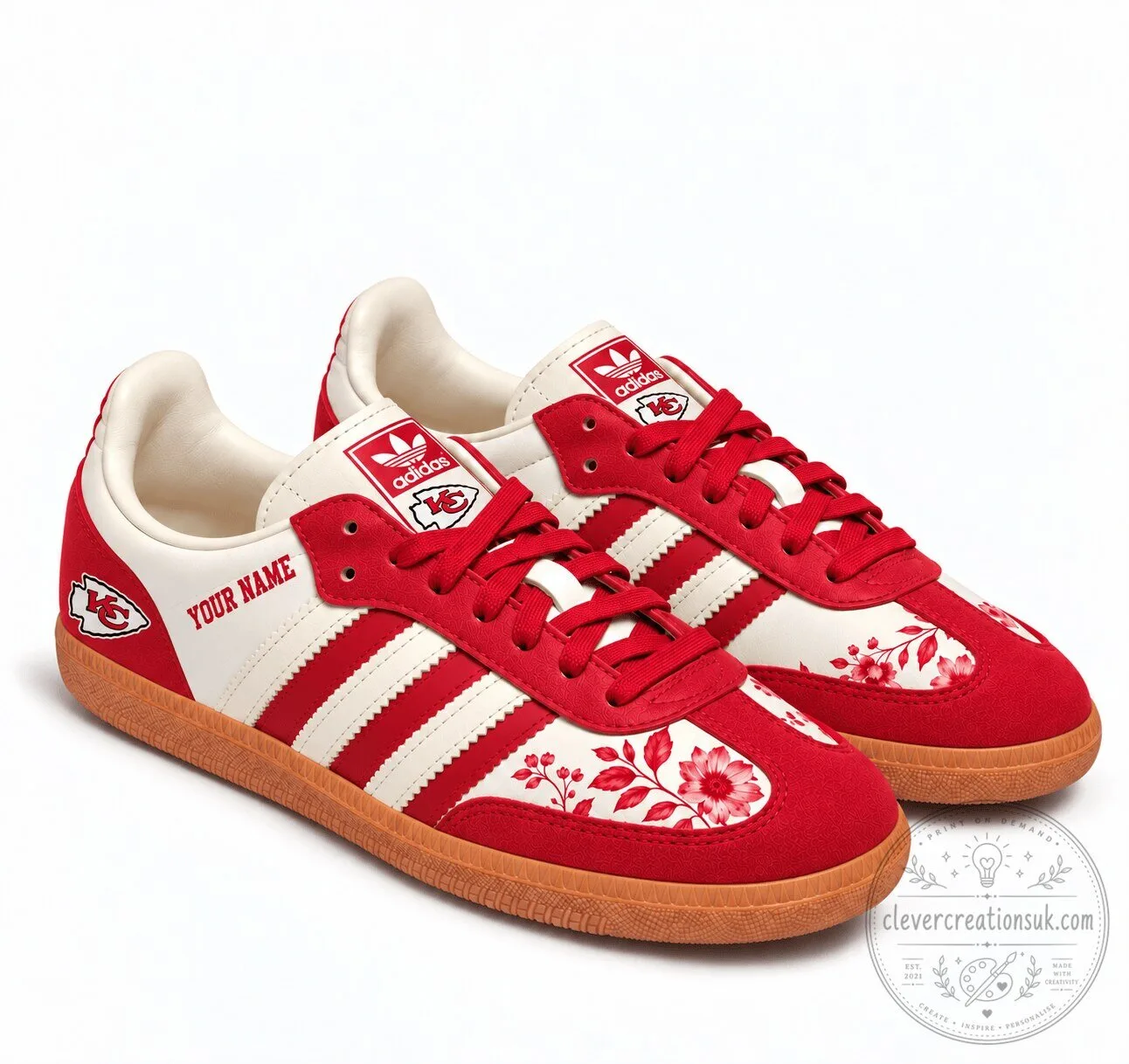 Kansas City Chiefs Football Team Red Floral Pattern Samba Shoes