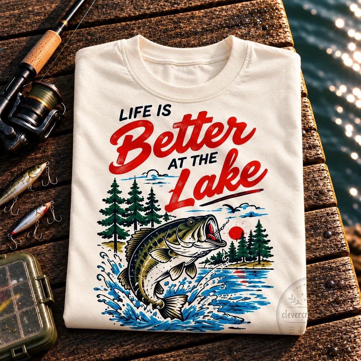 Life Is Better At The Lake Fishing Bass Fish Graphic T-Shirt