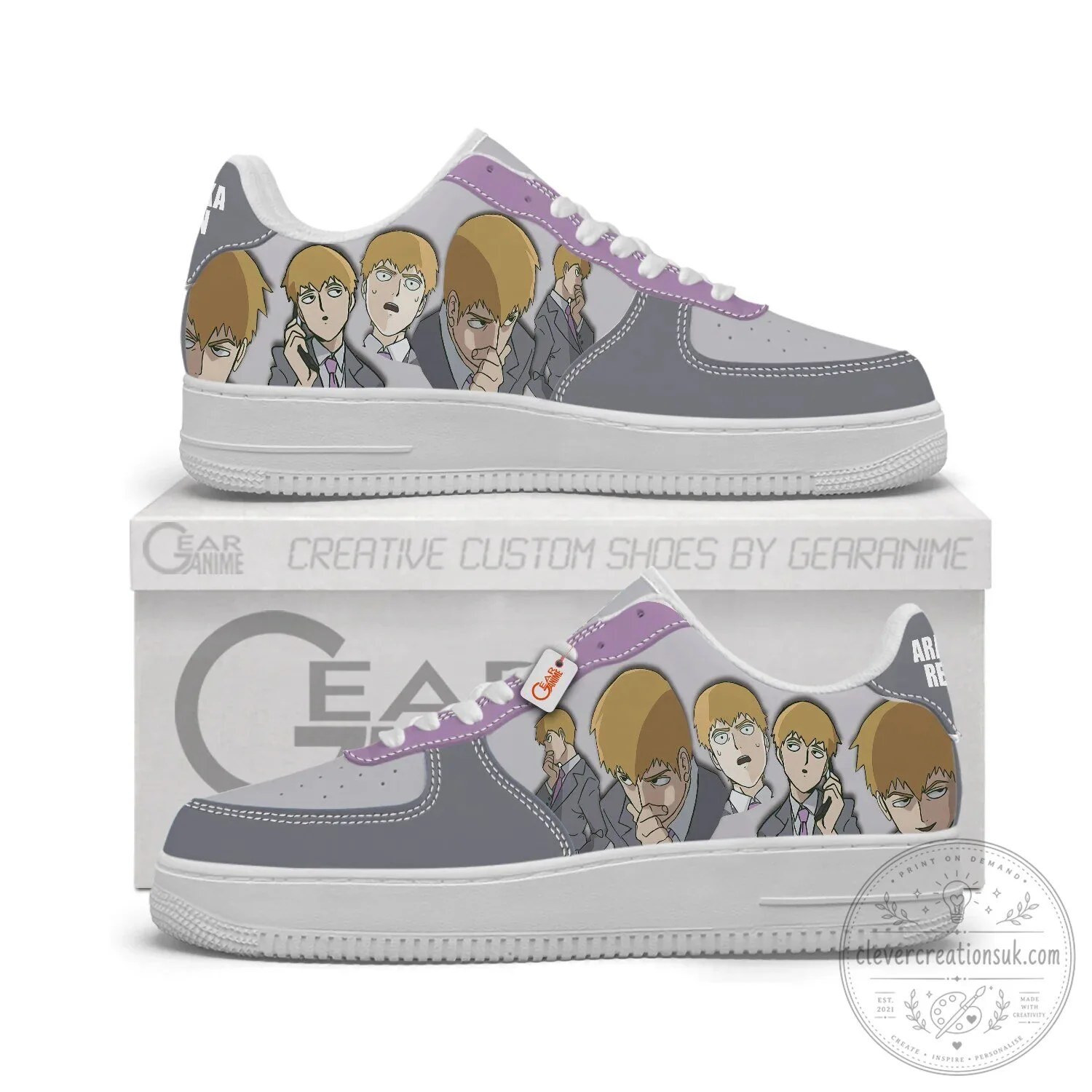 Arataka Reigen Mob Psycho 100 Anime Character Low-Top Sneakers