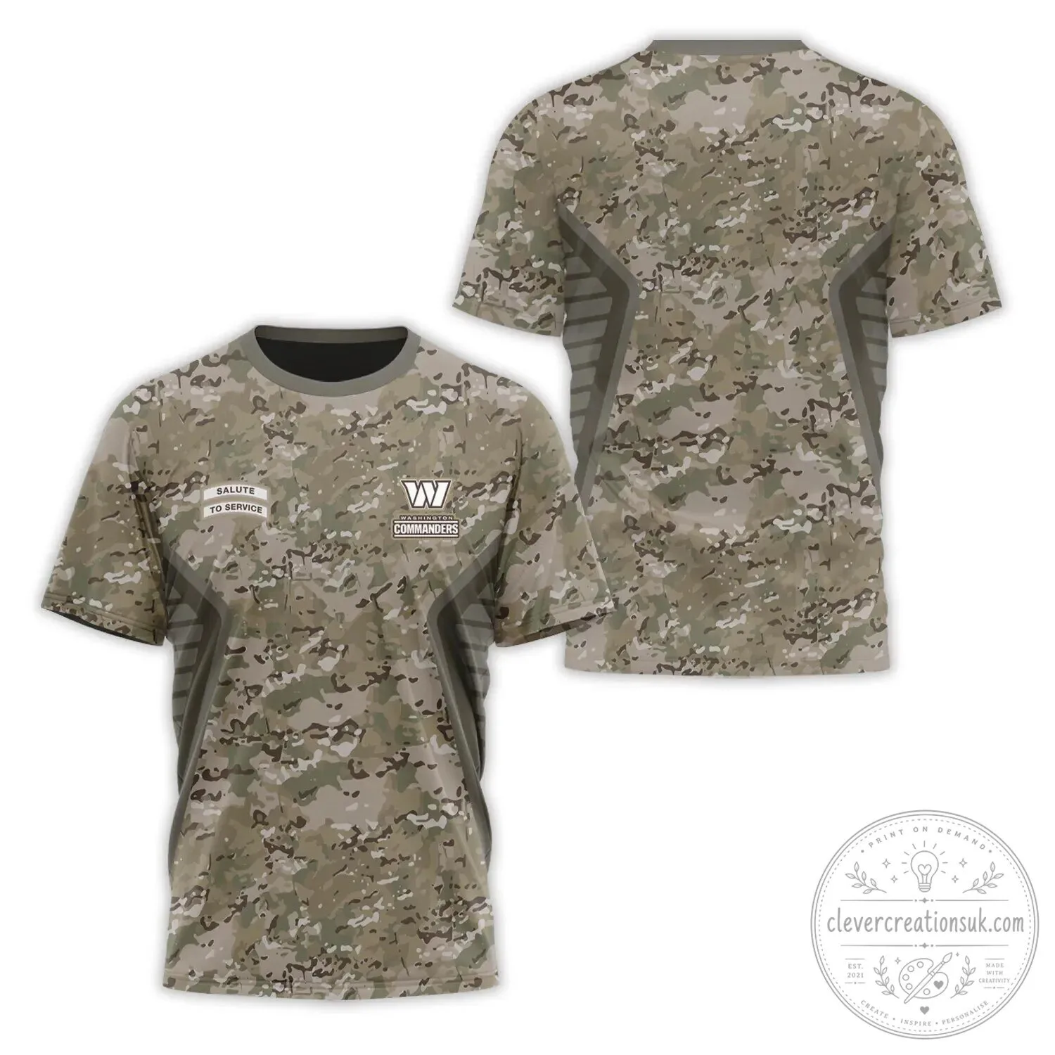 Washington Commanders Salute To Service Camouflage Military Style T-Shirt