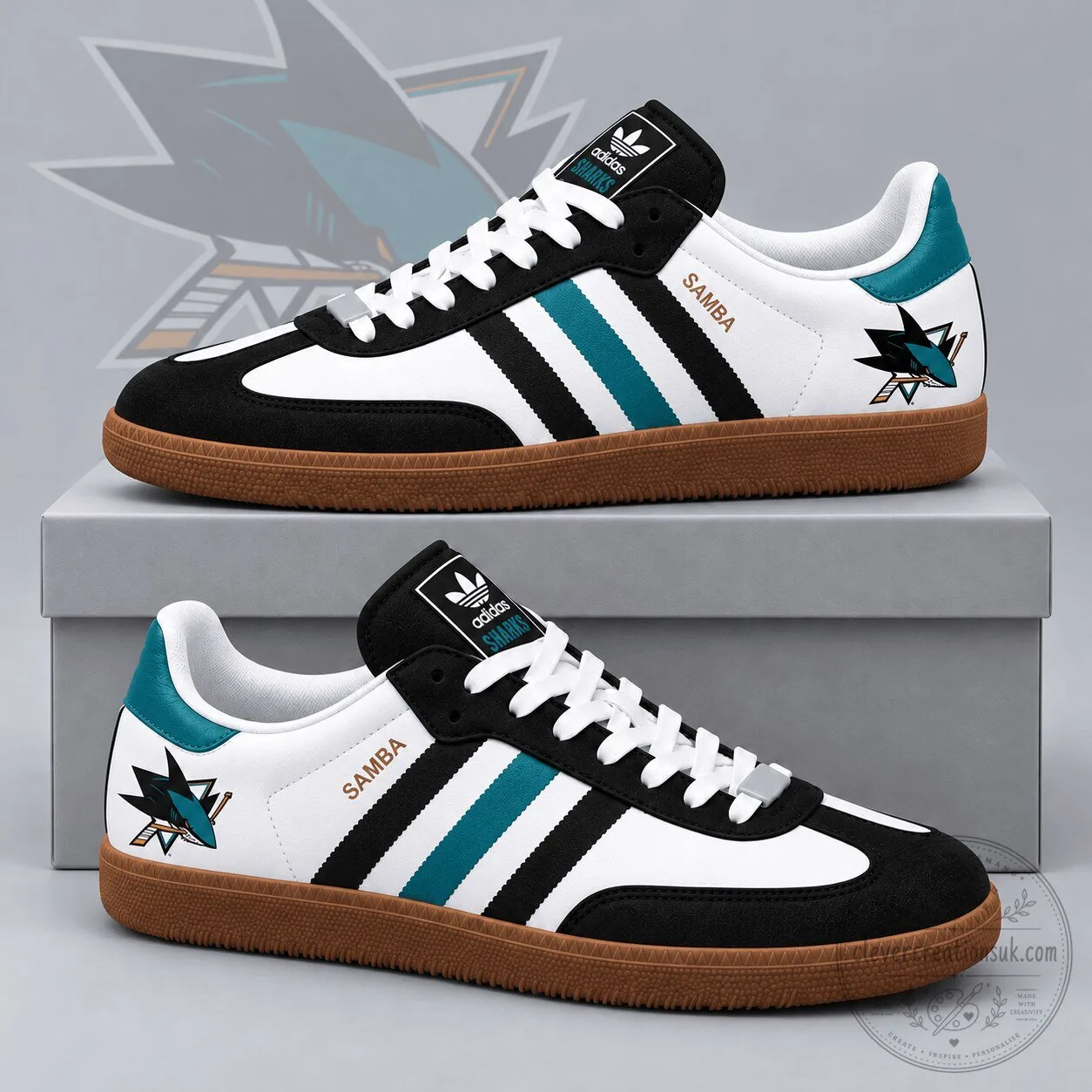 San Jose Sharks National Hockey League Retro Samba Low Top Sneakers Shoes