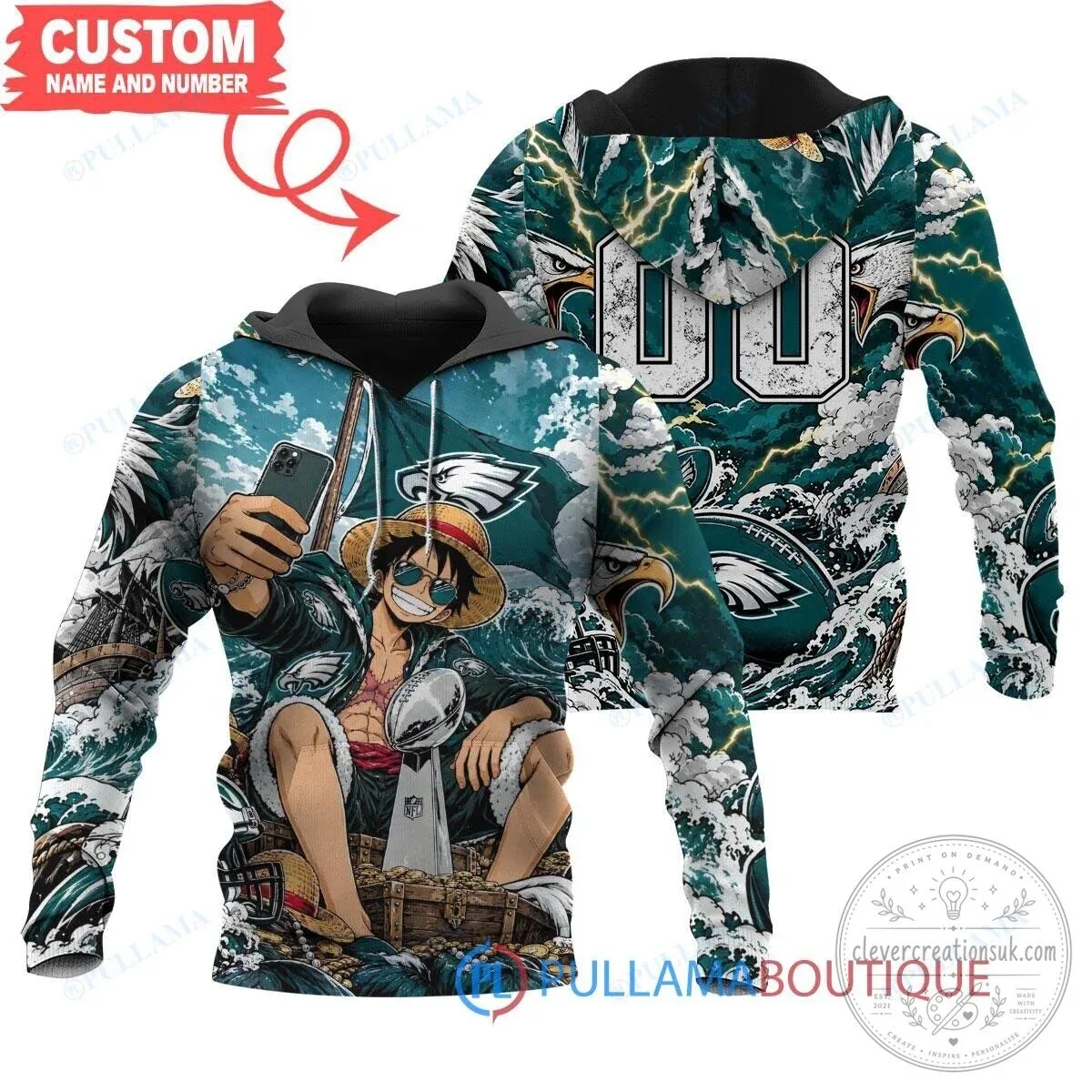 Philadelphia Eagles Monkey D. Luffy One Piece Super Bowl Champions Hoodie