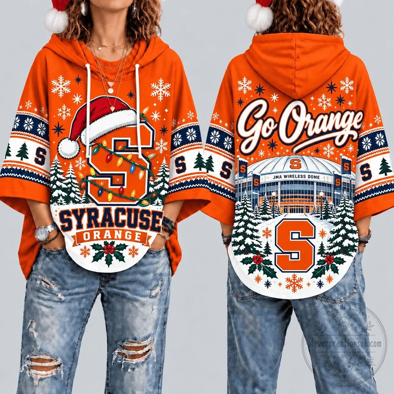 Syracuse Orange Christmas Snowflakes JMA Wireless Dome Pullover Hoodie