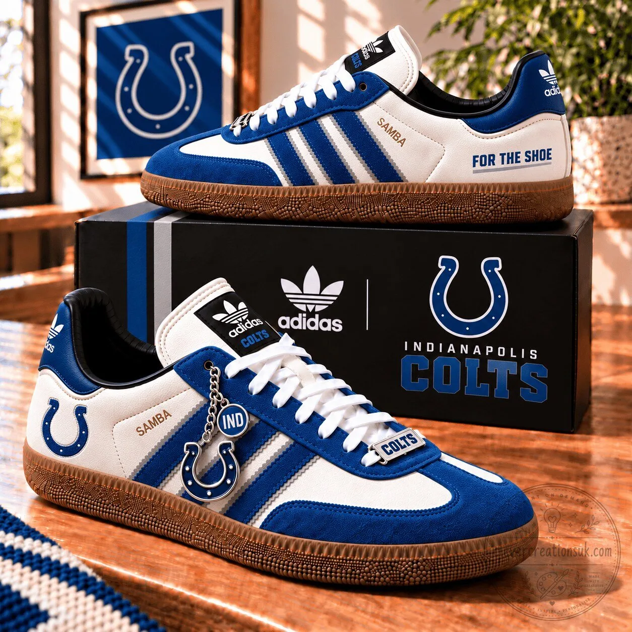 Indianapolis Colts Football Team Blue and White Low Top Sneakers