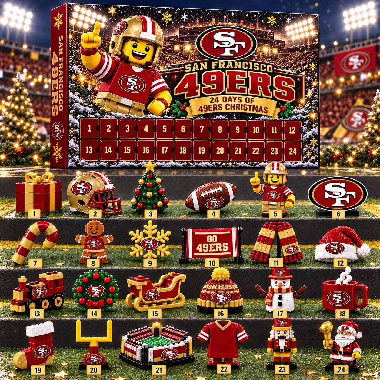 San Francisco 49ers 24 Days of Christmas Advent Calendar with Mini Figures