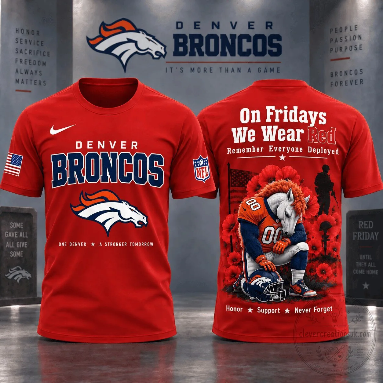 Denver Broncos Red Friday Remember Everyone Deployed T-Shirt
