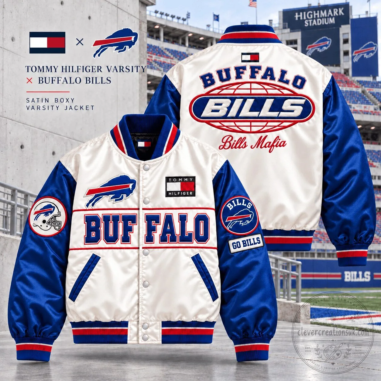 Buffalo Bills Tommy Hilfiger Satin Varsity Jacket