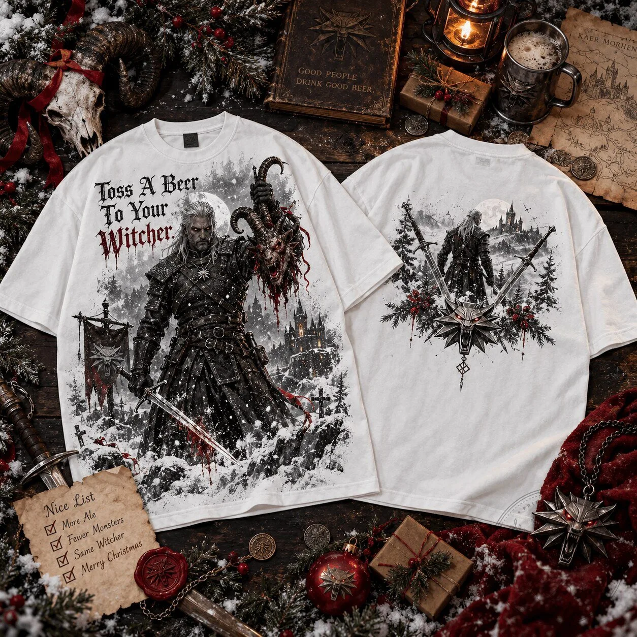 Geralt of Rivia Krampus Slayer Christmas The Witcher T-Shirt