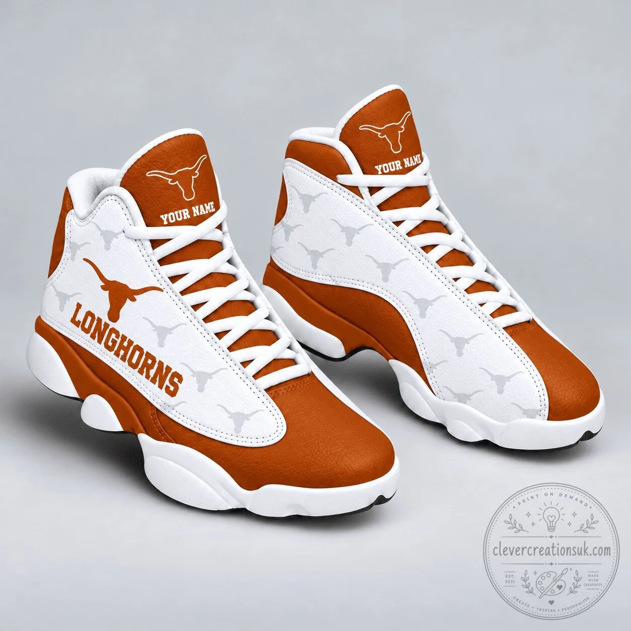 Texas Longhorns Personalized NCAA Football Team Fan High-Top Shoes