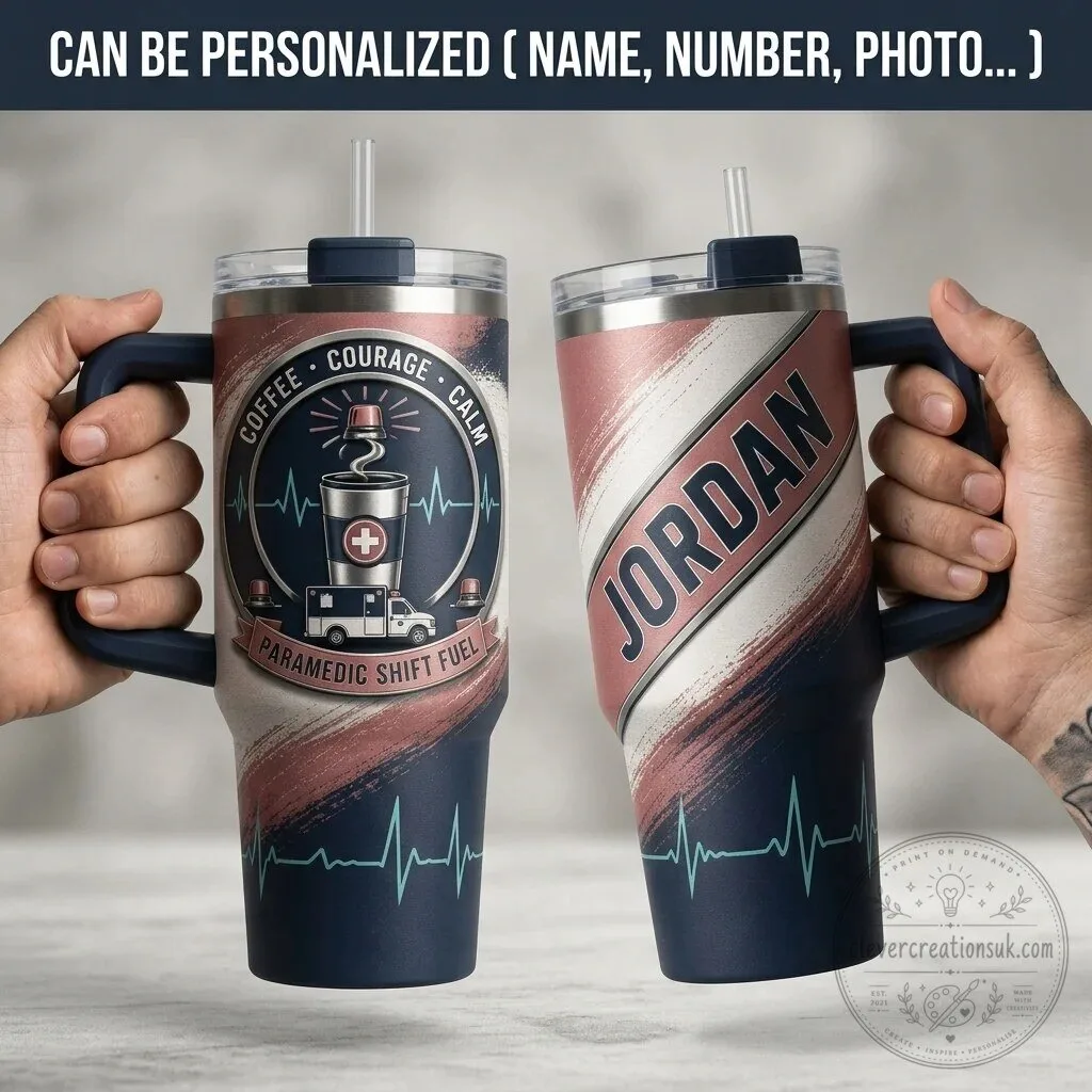 Personalized Paramedic Shift Fuel Tumbler with Handle