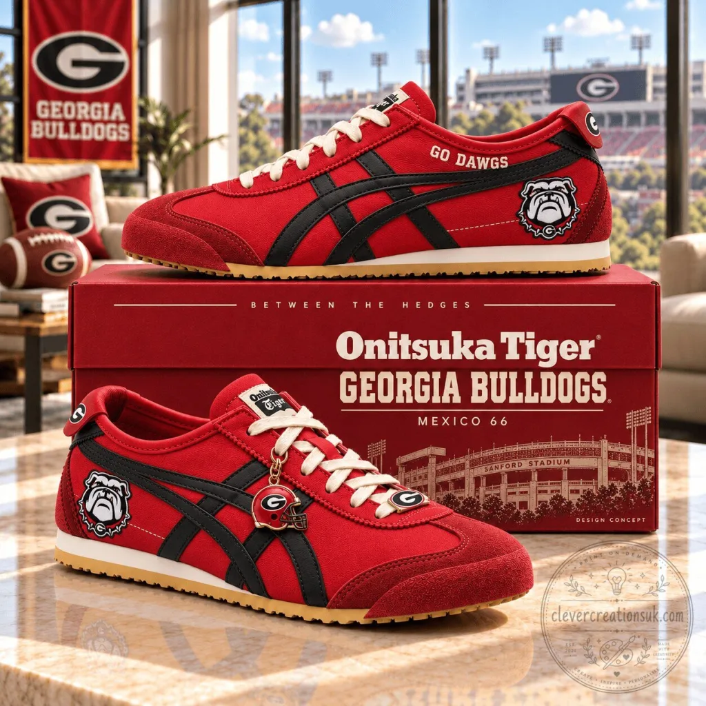 Georgia Bulldogs Onitsuka Tiger Mexico 66 Red Low-Top Sneakers Georgia Bulldogs Onitsuka Tiger Mexico 66 Red Low-Top Sneakers
