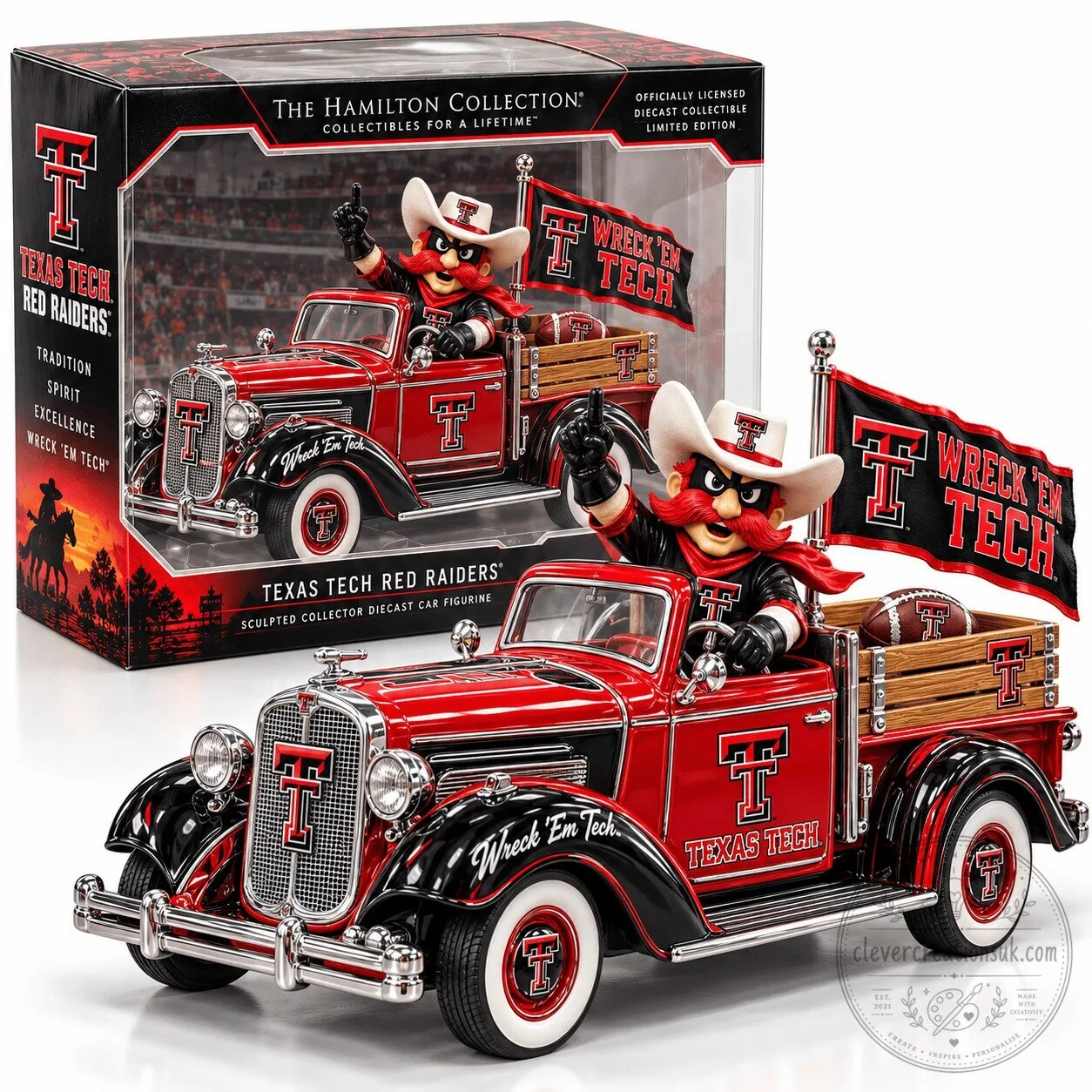 Texas Tech Red Raiders Wreck 'Em Tech Diecast Collectible Car Figurine
