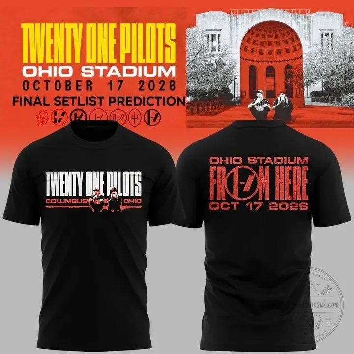 Twenty One Pilots Ohio Stadium Tour October 2026 Black Graphic T-Shirt