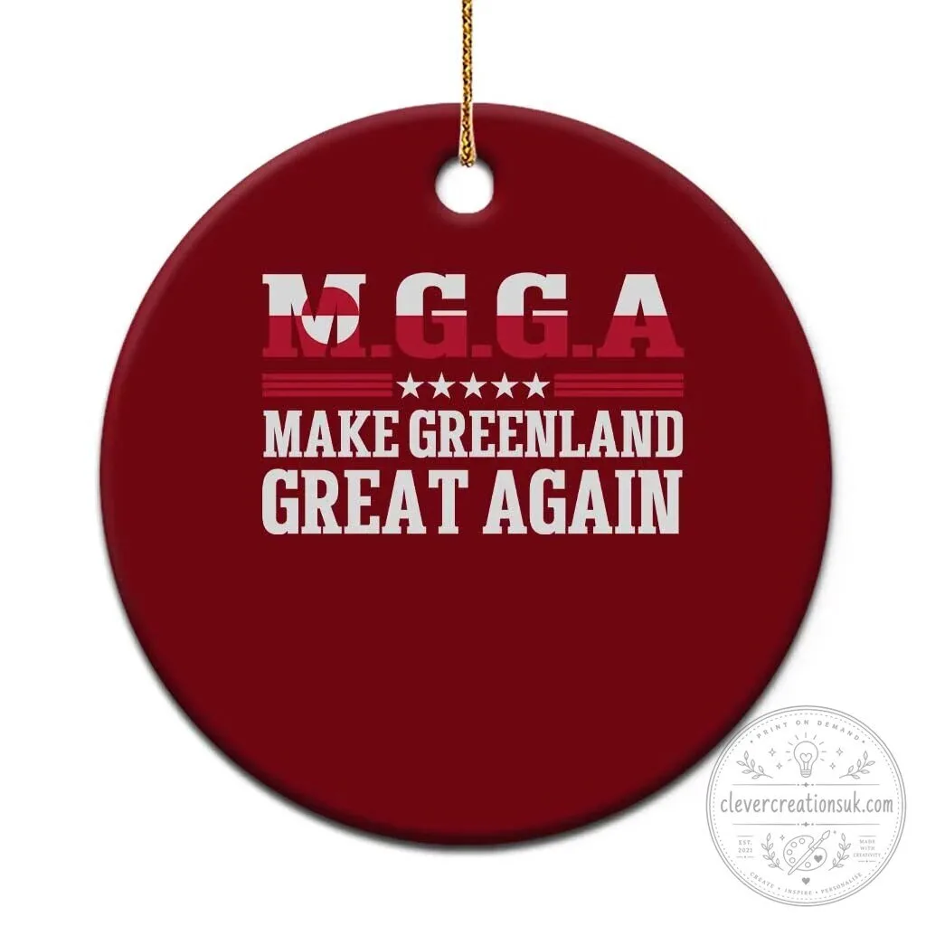 Make Greenland Great Again Flag Graphic Ceramic Christmas Tree Ornament